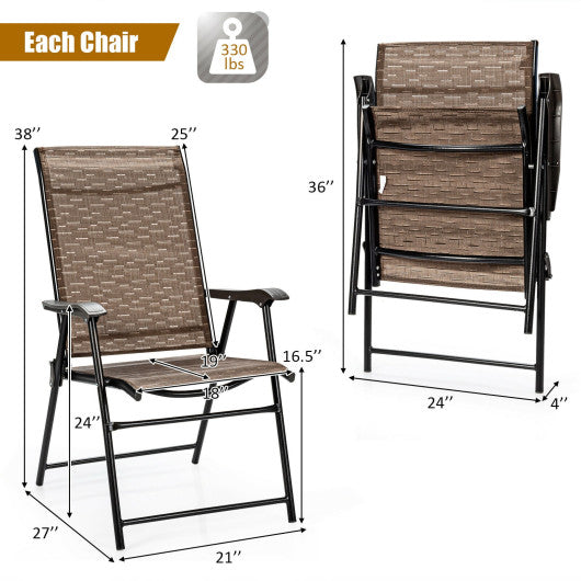 2 Pieces Outdoor Patio Folding Chair with Armrest for Camping Garden Online Sale