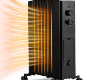 1500W Portable Oil Filled Radiator Heater with 3 Heat Settings-Black Fashion