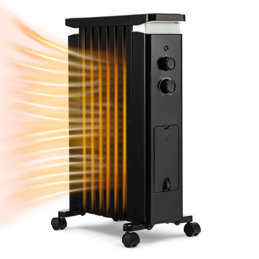 1500W Portable Oil Filled Radiator Heater with 3 Heat Settings-Black Fashion