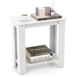 2-Tier Modern Compact End Table with Storage Shelf-White Sale