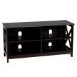 Wooden TV Stand Entertainment for TVs up to 55 Inch with X-Shaped Frame-Brown Online Sale