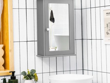 Bathroom Wall Cabinet with Single Mirror Door-Gray Online Sale