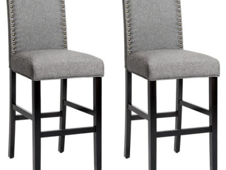 Set of 2 Counter Height Dining Side Barstools with Thick Cushion-Gray Hot on Sale