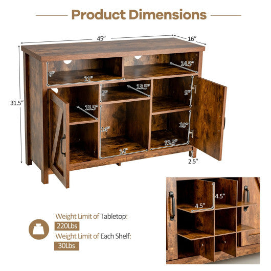 Farmhouse Sideboard with Detachable Wine Rack and Cabinets-Rustic Brown Online Hot Sale