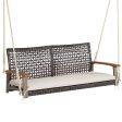 2-Person Rattan Hanging Porch Swing Chair-Off White Online now