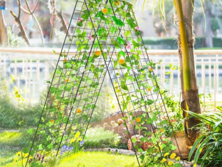 2 Pieces Foldable A-Frame Trellis Plant Supports with Twist Ties-Green Hot on Sale