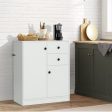 2-Door Free-standing Kitchen Sideboard with Adjustable Shelves-White For Discount