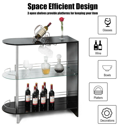 2-holder Bar Table with Tempered Glass Shelf Online