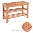 3 Tier Bamboo Bench Storage Shoe Shelf-Natural Hot on Sale