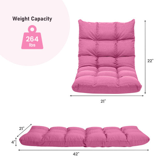 14-Position Adjustable Folding Lazy Gaming Sofa-Pink Online Sale