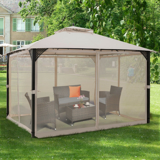 12’ x 10’Outdoor Double Top Patio Gazebo-Beige Supply