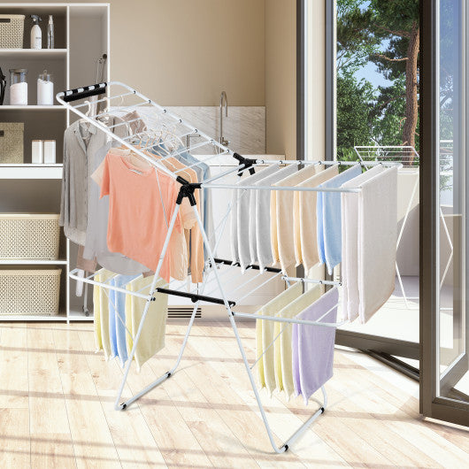 2-Level Foldable Clothes Drying Rack with Adjustable Gullwing For Cheap