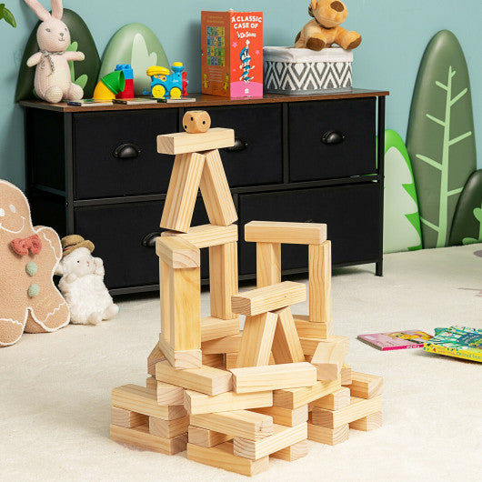 54 Pieces Tumbling Timber Toy with Carrying Bag For Sale