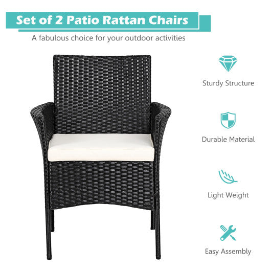 2 Pieces Patio Wicker Chairs with Cozy Seat Cushions on Sale