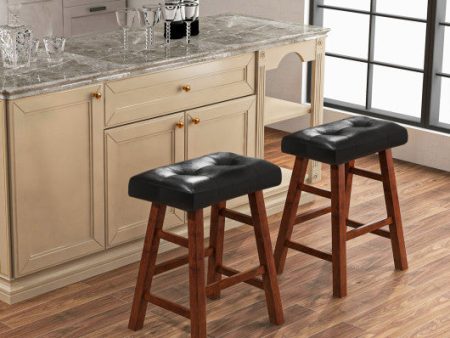 Set of 2 Modern Backless Bar Stools with Padded Cushion-24 inches Hot on Sale