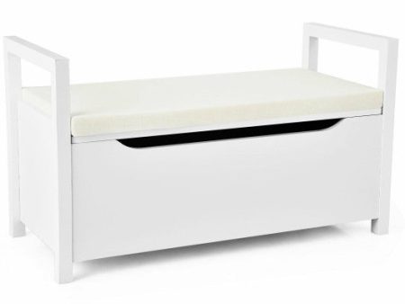 34.5 —15.5 —19.5 Inch Shoe Storage Bench with Cushion Seat for Entryway-White Online Sale