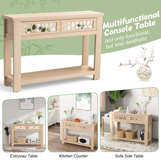 2-Tier Console Table with Drawers and Open Storage Shelf-Natural Online Hot Sale