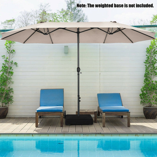 15 Feet Patio Double-Sided Umbrella with Hand-Crank System-Beige Online Hot Sale