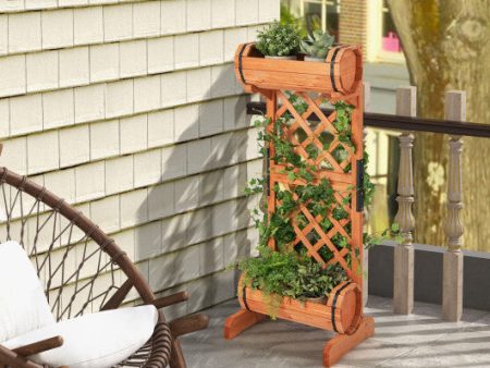 2-Tier Wooden Raised Garden Bed with Trellis-Orange Supply