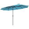 15 Feet Patio Double-Sided Umbrella with Hand-Crank System-Turquoise For Discount