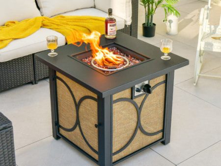 28 Inch 50000 BTU Outdoor Square Fire Pit Table with Cover Sale