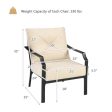 2 Pieces Patio Dining Set with Padded Cushions Armrest Steel Frame Online