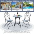 2 Pieces Patio Folding Mosaic Bistro Chairs with Blue Floral Pattern Discount