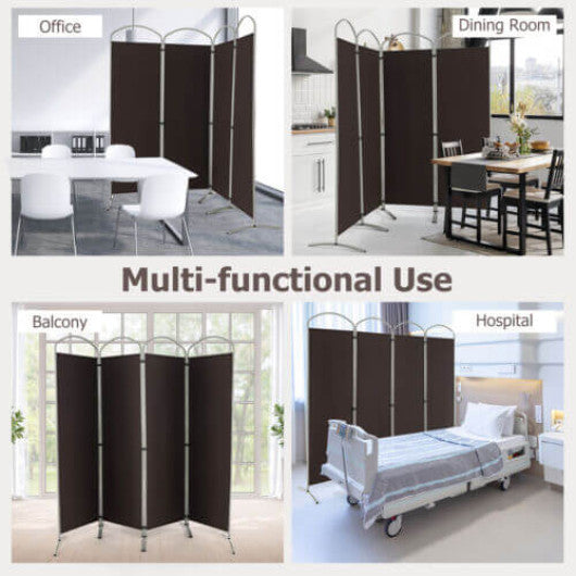 6.2Ft Folding 4-Panel Room Divider for Home Office Living Room -Brown Fashion