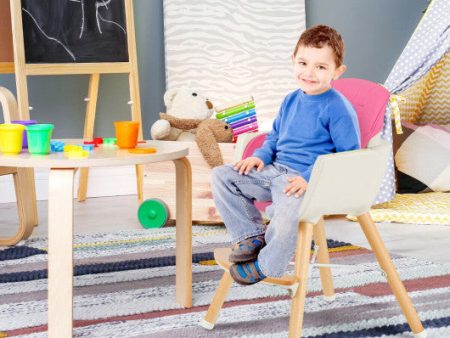 3-in-1 Convertible Wooden High Chair with Cushion-Pink Cheap