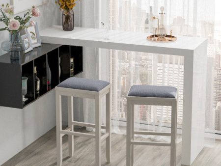 2 Pieces 31 Inch Upholstered Bar Stool Set with Solid Rubber Wood Frame and Footres-White on Sale