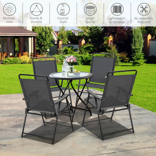 4 Pieces Portable Outdoor Folding Chair with Armrest Sale