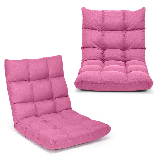 14-Position Adjustable Folding Lazy Gaming Sofa-Pink Online Sale