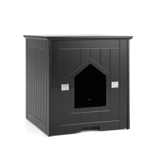 Cat Litter Box Enclosure with Flip Magnetic Half Door-Black Sale