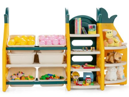 3-in-1 Kids Toy Storage Organizer with Bookshelf Corner Rack For Discount