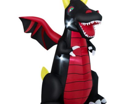 8 Feet Halloween Inflatable Fire Dragon  Decoration with LED Lights Online now