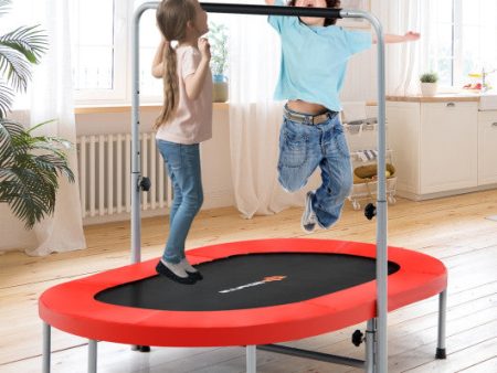 2-Person Foldable Mini Kids Fitness Rebounder Trampoline-Red Supply