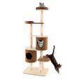 6-Tier Wooden Cat Tree with 2 Removeable Condos Platforms and Perch-Brown Cheap