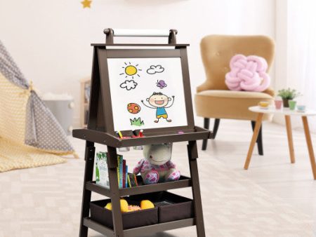 3 in 1 Double-Sided Storage Art Easel-Brown For Discount