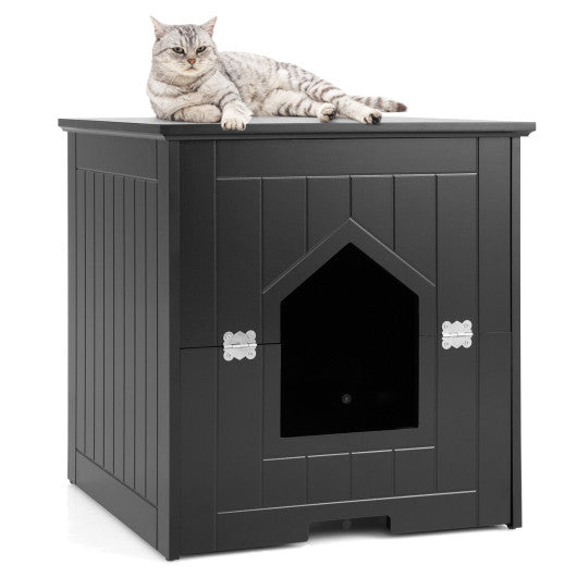 Cat Litter Box Enclosure with Flip Magnetic Half Door-Black Sale