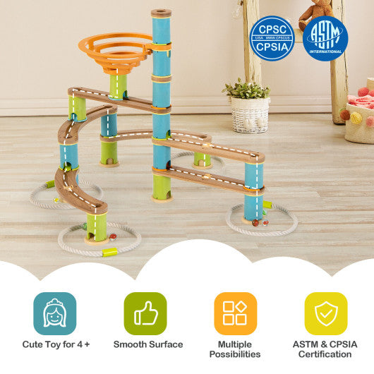 Bamboo Build Run Toy with Marbles for Kids Over 4 Cheap