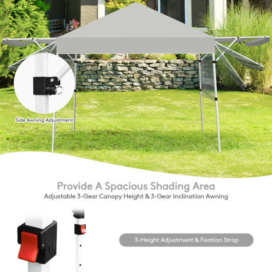 17 Feet x 10 Feet Foldable Pop Up Canopy with Adjustable Instant Sun Shelter-Gray Online Sale