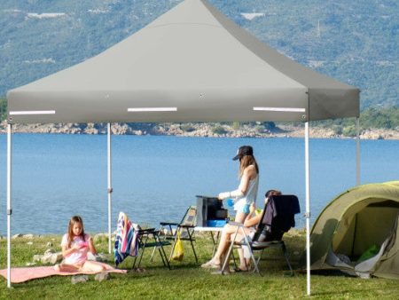 10 x 10 Feet Pop up Gazebo with 4 Height and Adjust Folding Awning-Gray Online now