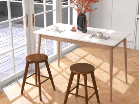 2 Set of 24.5 Inch Counter Height Bar Stool with Rubber Wood Frame For Cheap