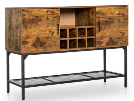 Industrial Kitchen Buffet Sideboard with Wine Rack and 2 Doors-Rustic Brown For Cheap