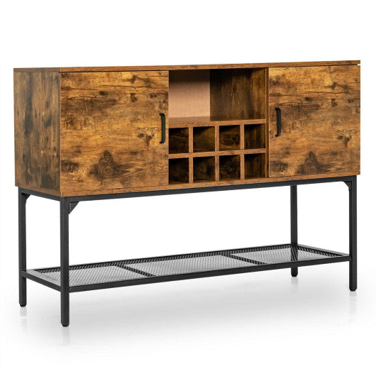 Industrial Kitchen Buffet Sideboard with Wine Rack and 2 Doors-Rustic Brown For Cheap