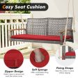 2-Person Patio Wicker Hanging Swing Chair-Red For Cheap