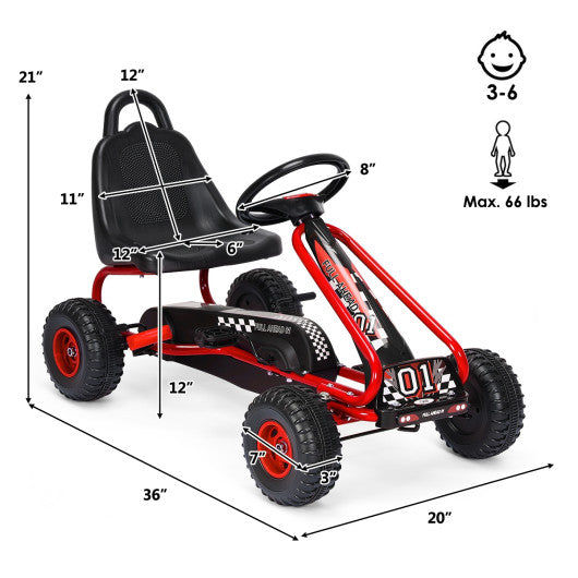 4 Wheel Pedal Powered Ride On with Adjustable Seat-Red Sale