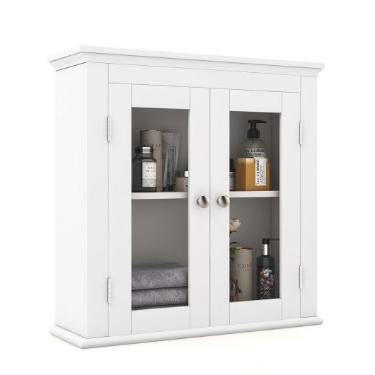 Wall Mounted Door Cabinet with 3-Level Adjustable Shelf-White For Cheap