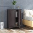 Bathroom Floor Storage Double Door Cupboard Cabinet-Brown For Sale