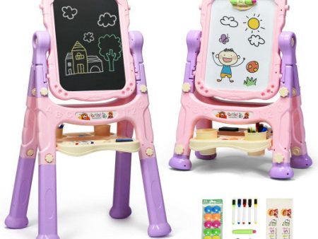 Height Adjustable Kids Art Easel Magnetic Double Sided Board-Pink Fashion